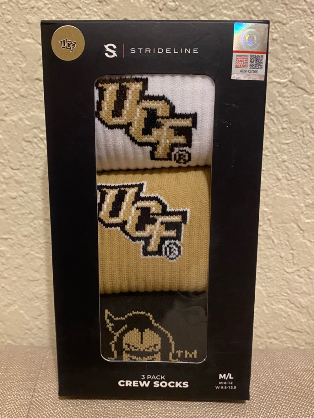 Strideline UCF 3-Pack Crew Socks - M/L